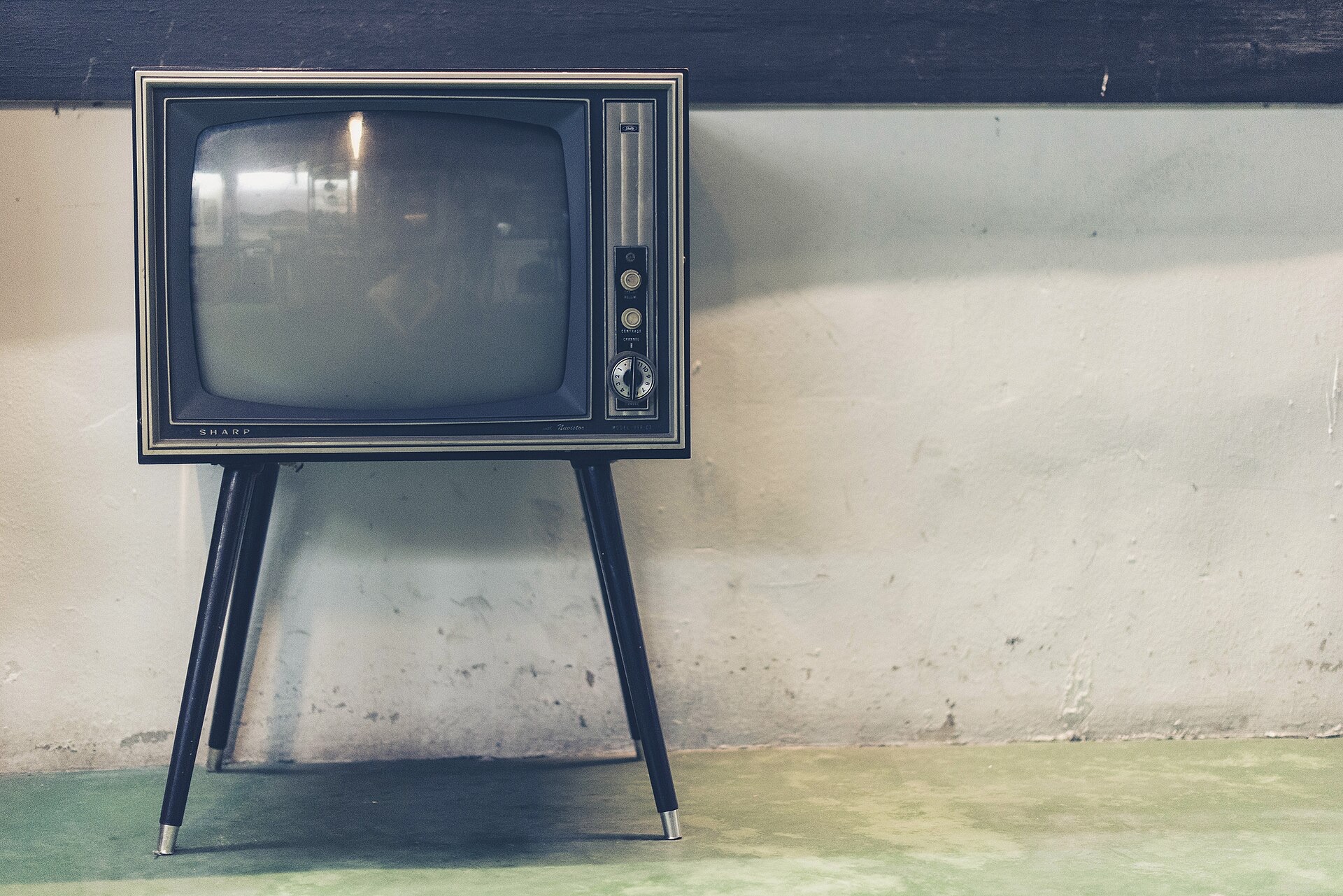 An old television set, switched off